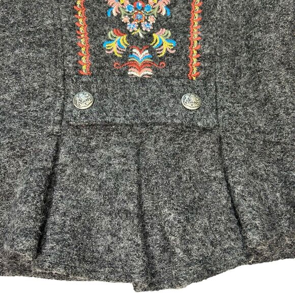 Free People Wool Blend Gray 4 Bohemian Embroidered Pleated Button Jacket Blazer - Picture 10 of 13